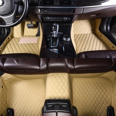 Buy Beige Luxury Leather Diamond Car Floor Mats UK