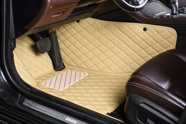 Buy Beige Luxury Leather Diamond Car Floor Mats UK