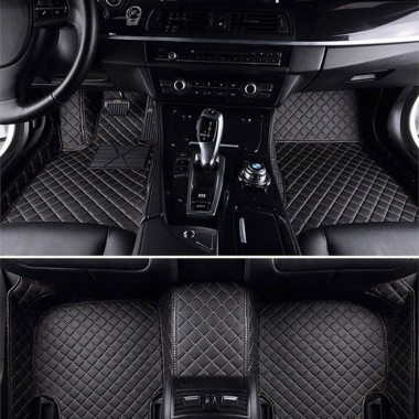 Buy Black and Beige Stitching Luxury Leather Diamond Car Floor Mats UK