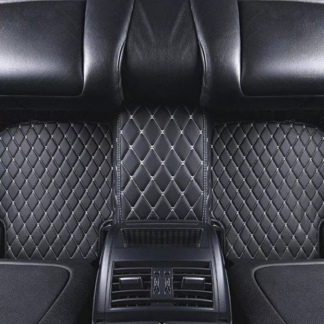 Buy Black and Beige Stitching Luxury Leather Diamond Car Floor Mats UK Buy Black and Beige Stitching Luxury Leather Diamond Car Floor Mats UK
