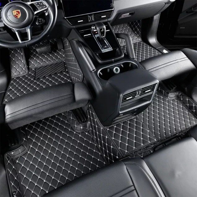 Buy Black and Beige Stitching Luxury Leather Diamond Car Floor Mats UK Buy Black and Beige Stitching Luxury Leather Diamond Car Floor Mats UK
