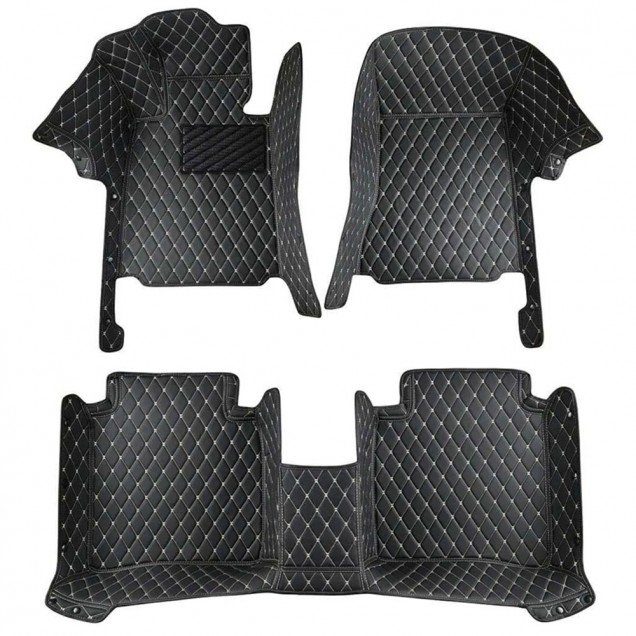 Buy Black and Beige Stitching Luxury Leather Diamond Car Floor Mats UK Buy Black and Beige Stitching Luxury Leather Diamond Car Floor Mats UK