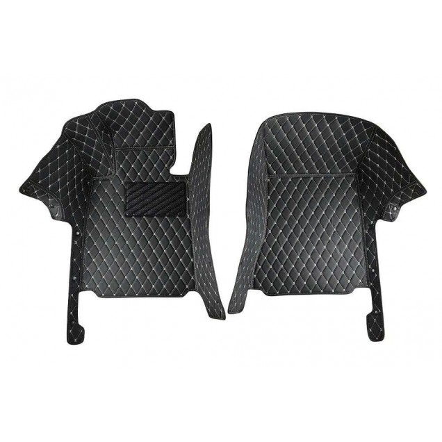 Buy Black and Beige Stitching Luxury Leather Diamond Car Floor Mats UK Buy Black and Beige Stitching Luxury Leather Diamond Car Floor Mats UK