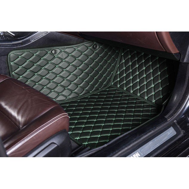 Buy Black and Green Stitching Luxury Leather Diamond Car Floor Mats UK Buy Black and Green Stitching Luxury Leather Diamond Car Floor Mats UK
