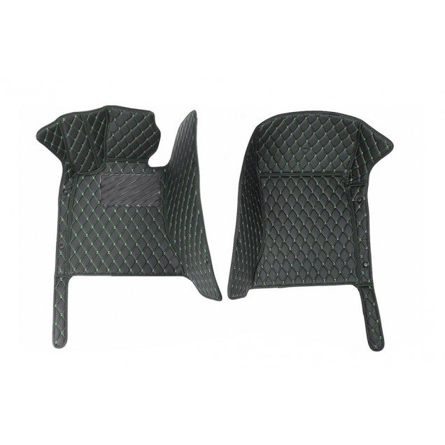 Buy Black and Green Stitching Luxury Leather Diamond Car Floor Mats UK Buy Black and Green Stitching Luxury Leather Diamond Car Floor Mats UK