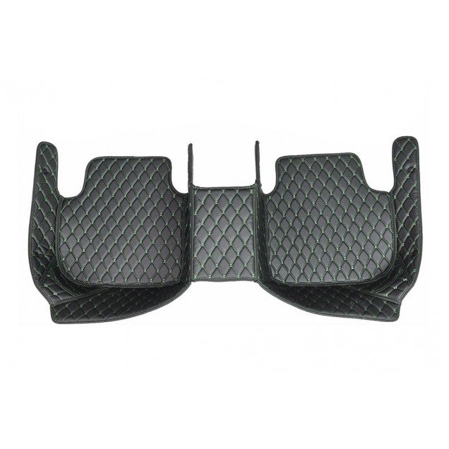Buy Black and Green Stitching Luxury Leather Diamond Car Floor Mats UK Buy Black and Green Stitching Luxury Leather Diamond Car Floor Mats UK