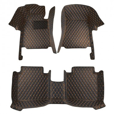 Buy Black and Orange Stitching Luxury Leather Diamond Car Floor Mats UK