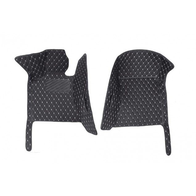 Buy Black and White Stitching Luxury Leather Diamond Car Floor Mats UK Buy Black and White Stitching Luxury Leather Diamond Car Floor Mats UK