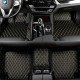 Buy Black and Yellow Stitching Luxury Leather Diamond Car Floor Mats UK Buy Black and Yellow Stitching Luxury Leather Diamond Car Floor Mats UK