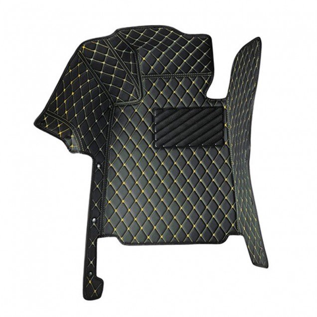 Buy Black and Yellow Stitching Luxury Leather Diamond Car Floor Mats UK Buy Black and Yellow Stitching Luxury Leather Diamond Car Floor Mats UK