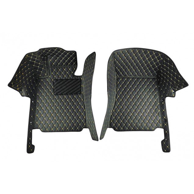 Buy Black and Yellow Stitching Luxury Leather Diamond Car Floor Mats UK Buy Black and Yellow Stitching Luxury Leather Diamond Car Floor Mats UK