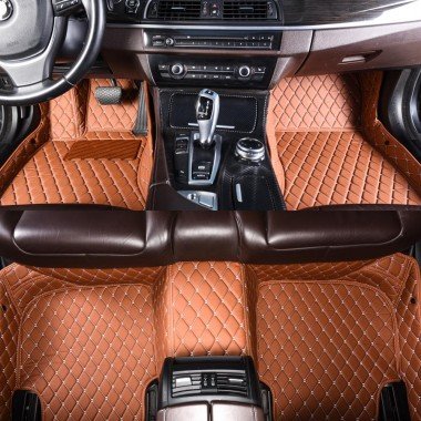 Buy Brown Luxury Leather Diamond Car Floor Mats UK
