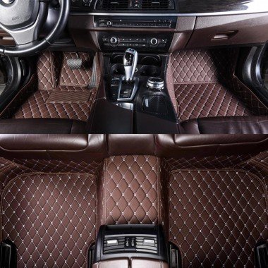 Buy Dark Brown Luxury Leather Diamond Car Floor Mats UK