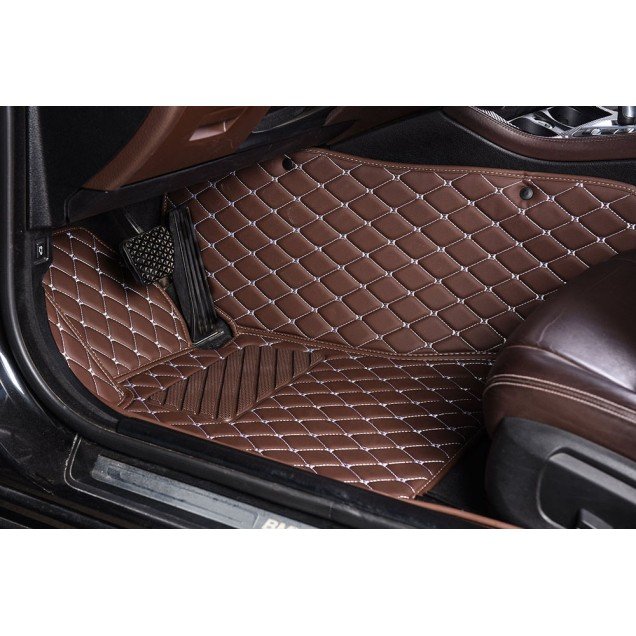 Buy Dark Brown Luxury Leather Diamond Car Floor Mats UK Buy Dark Brown Luxury Leather Diamond Car Floor Mats UK