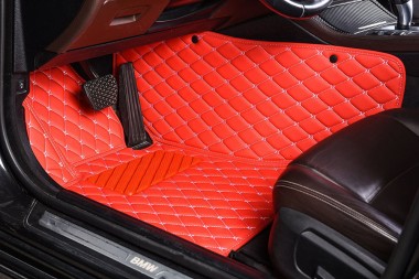 Buy Red Luxury Leather Diamond Car Floor Mats UK