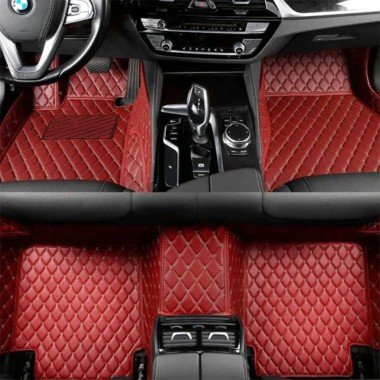 Buy Wine Red Luxury Leather Diamond Car Floor Mats UK
