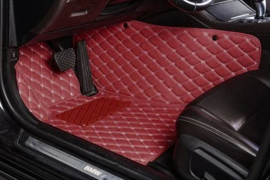 Buy Wine Red Luxury Leather Diamond Car Floor Mats UK