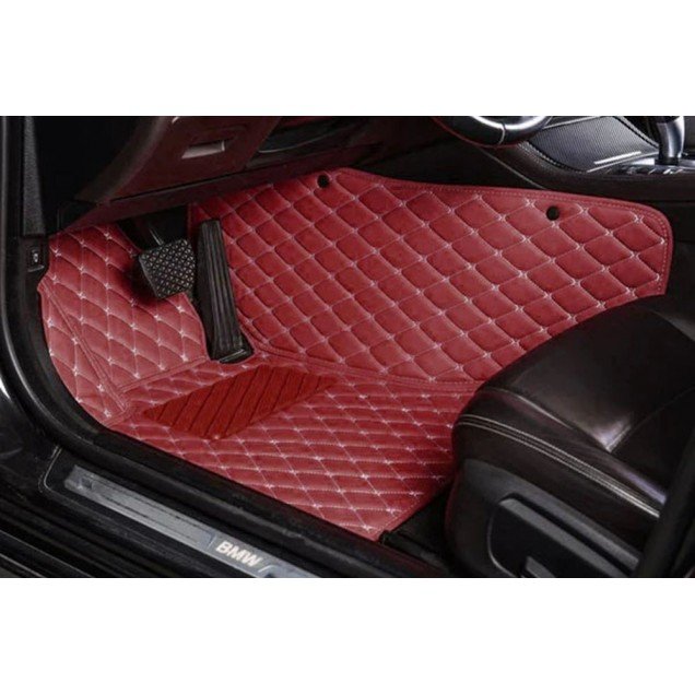 Buy Wine Red Luxury Leather Diamond Car Floor Mats UK