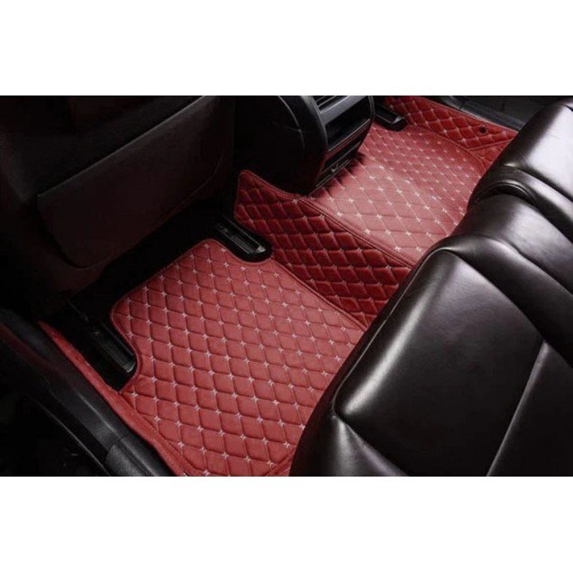 Buy Wine Red Luxury Leather Diamond Car Floor Mats UK