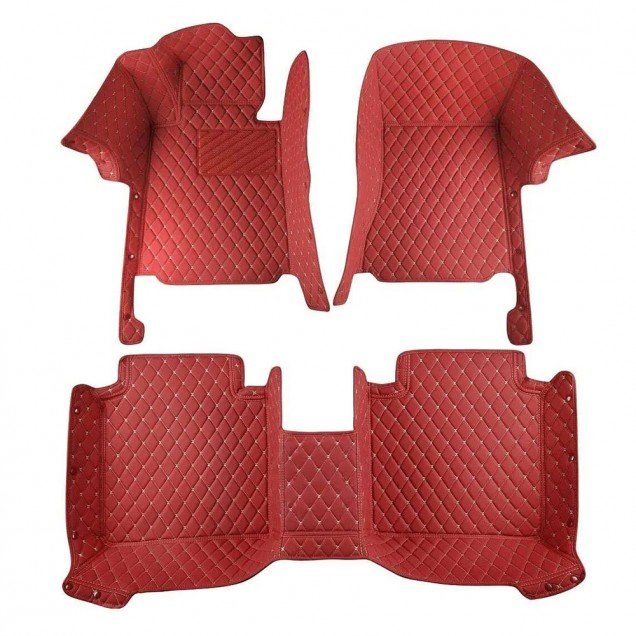 Buy Wine Red Luxury Leather Diamond Car Floor Mats UK