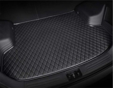 Buy Black and Black Stitching Luxury Leather Diamond Trunk Base Mats UK
