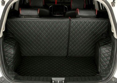 Buy Black and Green Stitching Full Cover Luxury Leather Diamond Trunk Car Floor Mats UK