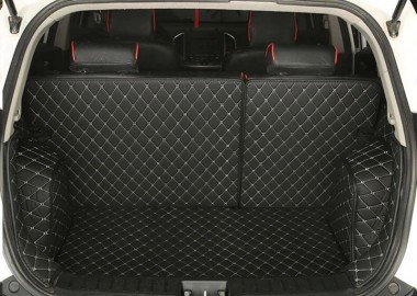 Buy Black and White Stitching Full Cover Luxury Leather Diamond Trunk Car Floor Mats UK