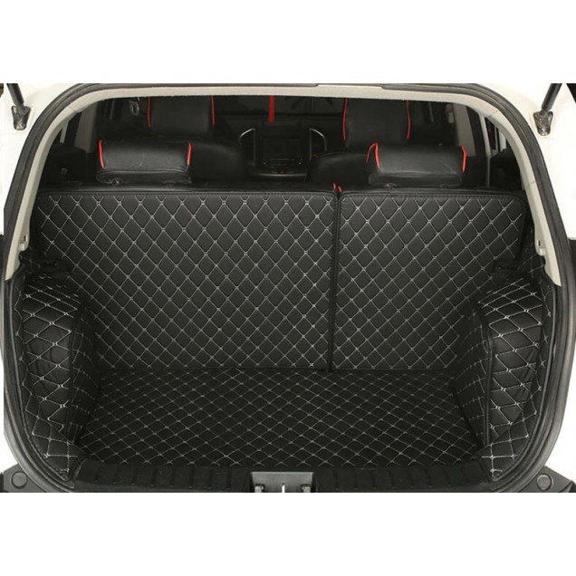 Buy Black and White Stitching Full Cover Luxury Leather Diamond Trunk Car Floor Mats UK Buy Black and White Stitching Full Cover Luxury Leather Diamond Trunk Car Floor Mats UK