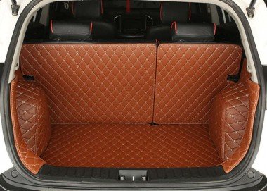 Buy Brown Full Cover Luxury Leather Diamond Trunk Car Floor Mats UK