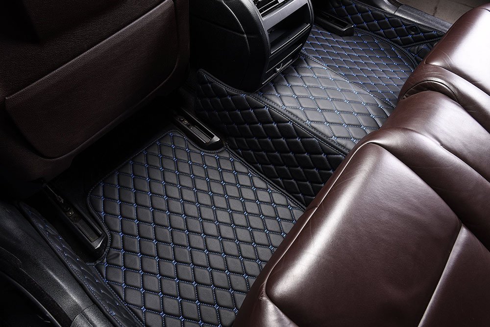 Buy Black and Blue Stitching Custom Diamond Car Mats UK