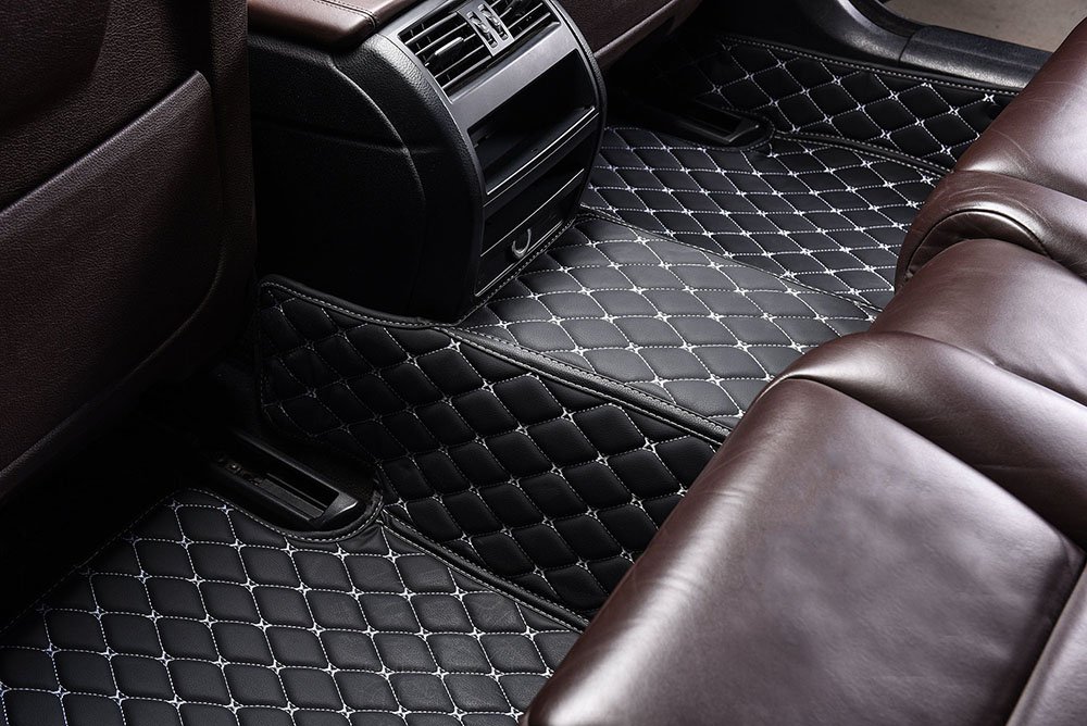 Buy Black and White Stitching Custom Diamond Car Mats UK