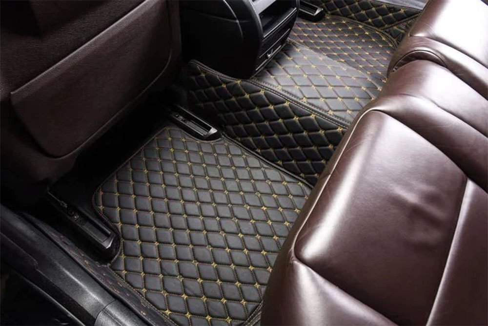 Buy Black and Yellow Stitching Custom Diamond Car Mats UK