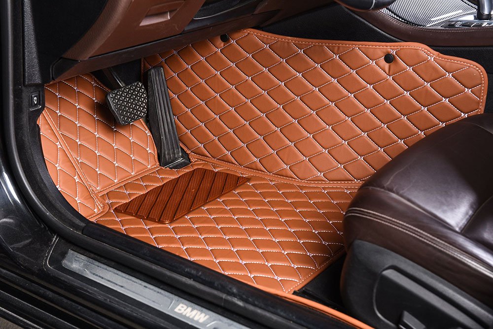 Buy Brown Luxury Leather Diamond Car Mats UK