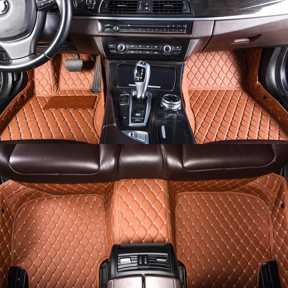 Buy Brown Luxury Leather Diamond Car Mats UK