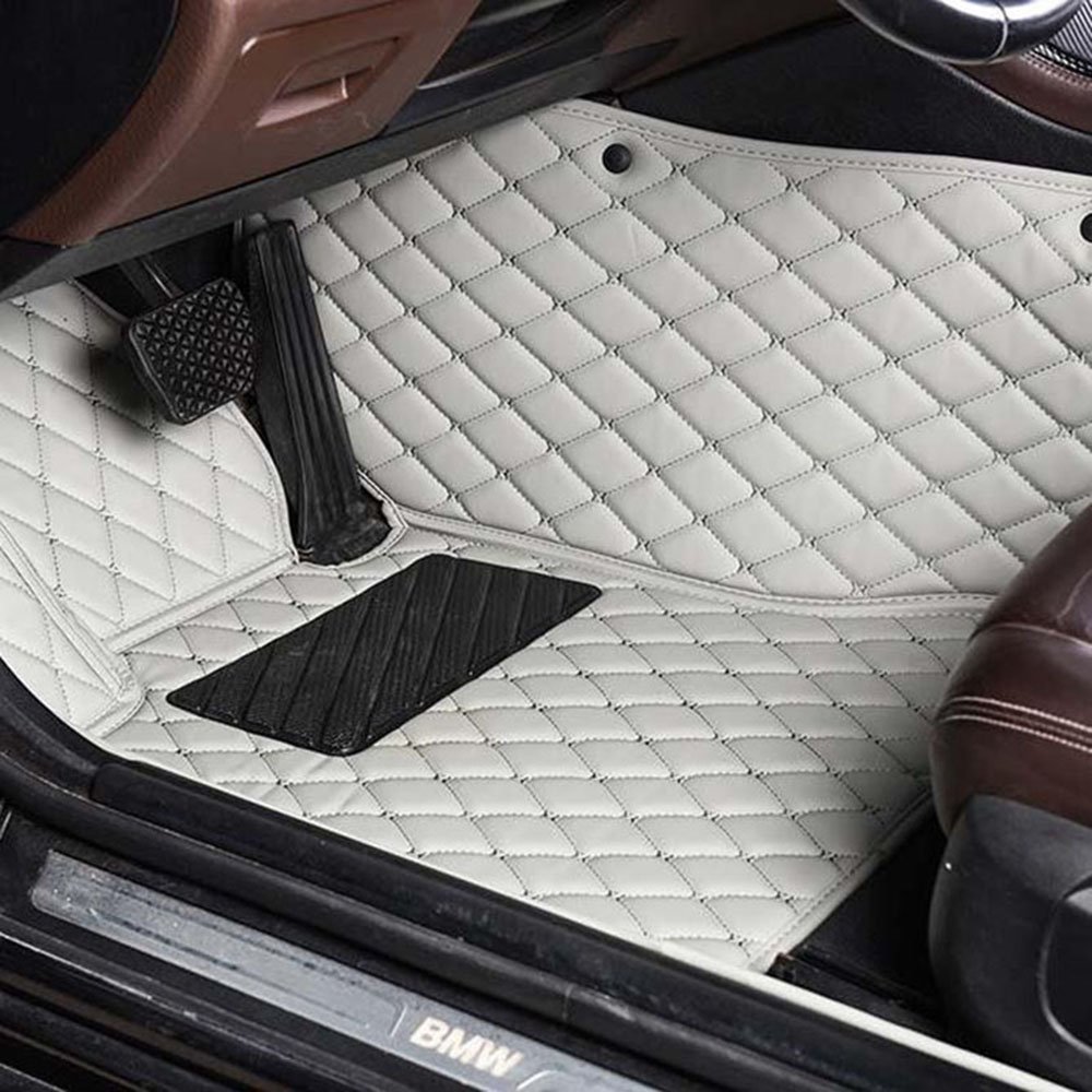 Buy Grey Luxury Leather Diamond Car Mats UK